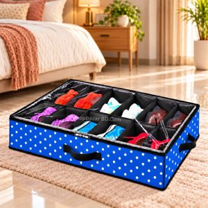 12 Grids Shoe Organizer - Premium Printed Fabric Shoe Storage Box