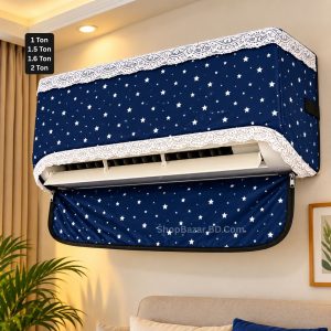 Premium Multi-Functional Zipper AC Cover – Adjustable, Dust Protection & Lace Design